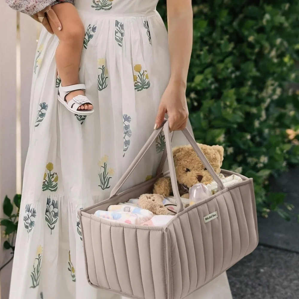 Beige Storage bag with Handles.Baby bag.For keeping baby essentials storage .